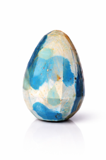 Milk chocolate geometric Easter egg with toasted rice cereal crackle texture from Jack Rabbit Chocolate Studio