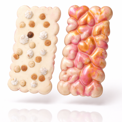 White chocolate slab inspired by lemon meringue pie with citrus flavour